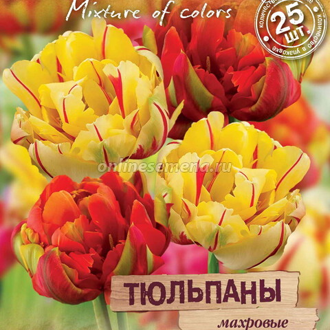 Тюльпаны махровые «Весенний фейерверк» смесь окрасок (25 шт.)