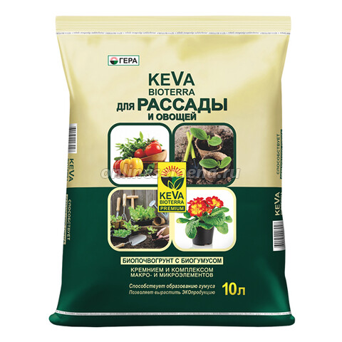 БИО грунт для Рассады и Овощей Keva Bioterra 10л ( с биогум.) Гера